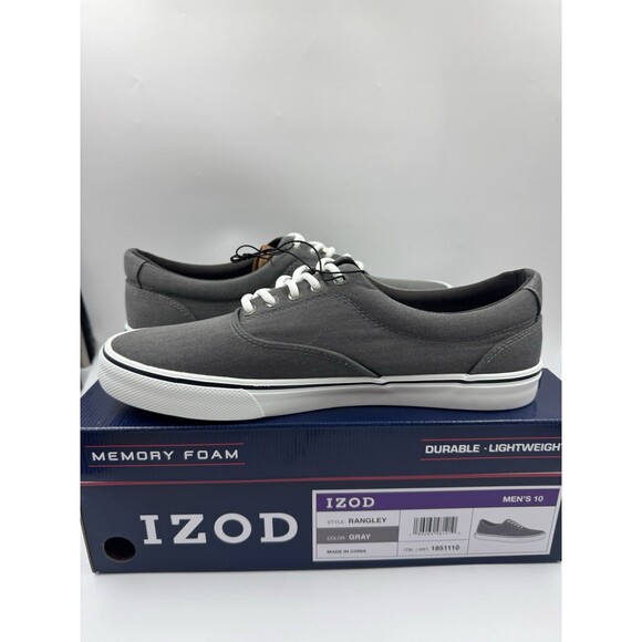 Izod Men's Rangley Canvas Memory Foam Gray Lace Up Sneaker Shoes Size 10 New - Picture 10 of 16